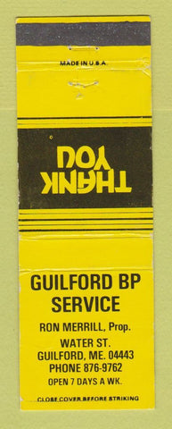 Matchbook Cover - BP oil gas Guilford ME YELLOW