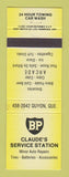 Matchbook Cover - BP oil gas Claude's Quyon QC YELLOW
