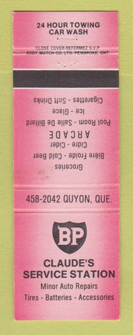 Matchbook Cover - BP oil gas Claude's Quyon QC RED WEAR