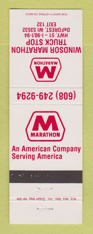 Matchbook Cover - Marathon oil gas Windsor Truck Stop DeForest WI