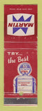 Matchbook Cover - Martin oil gas  WEAR #1 LAMINATED