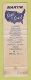 Matchbook Cover - Martin oil gas  WEAR #1 LAMINATED