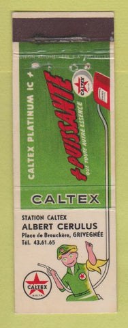 Matchbook Cover - Caltex oil gas Albert Cerulus Grivegnee Belgium LAMINATED