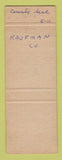 Matchbook Cover - Humble oil gas George Long Kaufman TX
