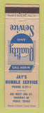Matchbook Cover - Humble oil gas Jay's Pecos TX