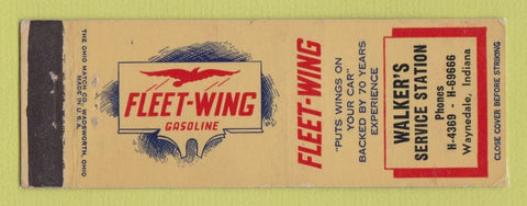 Matchbook Cover - Fleet Wing oil gas Walker's Waynedale IN LAMINATED