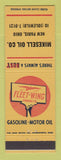 Matchbook Cover - Fleet Wing oil gas Mikesell New Paris OH
