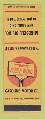 Matchbook Cover - Fleet Wing oil gas Mikesell New Paris OH