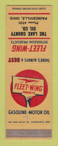 Matchbook Cover - Fleet Wing oil gas Lake County Painesville OH LAMINATED