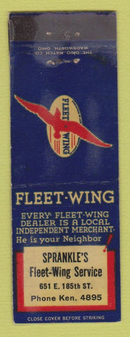 Matchbook Cover - Fleet Wing oil gas Sprankle's WORN LAMINATED