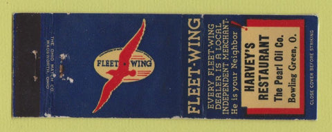 Matchbook Cover - Fleet Wing oil gas Restaurant Bowling Green OH LAMINATED