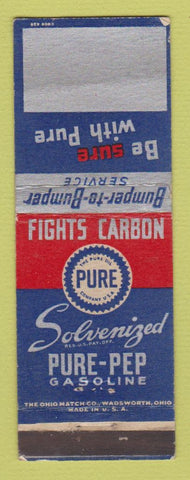 Matchbook Cover - Pure oil gas NO DEALER WEAR