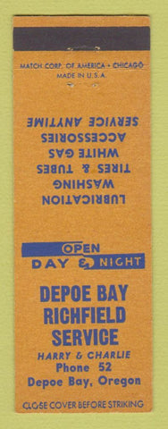 Matchbook Cover - Richfield oil gas Depoe Bay OR low phone #