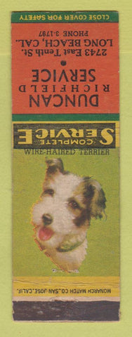 Matchbook Cover - Richfield oil gas Duncan Long Beach CA Terrier