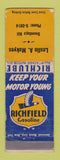 Matchbook Cover - Richfield oil gas Leslie Makyes Onondaga Hill NY WORN