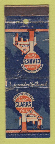 Matchbook Cover - Clark's oil gas WORN LAMINATED