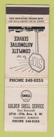Matchbook Cover - Shell oil gas Golden Service Calgary AB WEAR