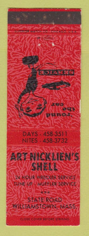 Matchbook Cover - Shell oil gas Art Nicklien's Williamstown MA