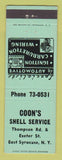 Matchbook Cover - Shell oil gas Coon's East Syracuse NY