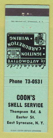 Matchbook Cover - Shell oil gas Coon's East Syracuse NY