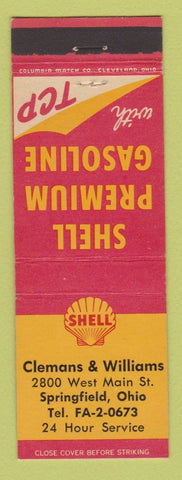 Matchbook Cover - Shell oil gas Clemans & Williams Springfield OH