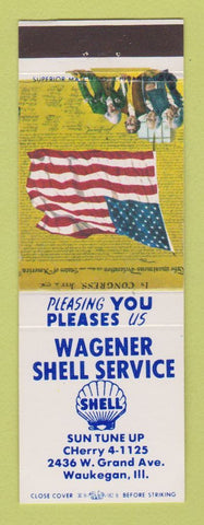 Matchbook Cover - Shell oil gas Wagener Waukegan IL