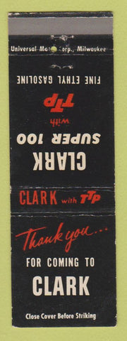 Matchbook Cover - Clark oil gas Super 100