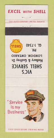 Matchbook Cover - Shell oil gas Vic's London ON