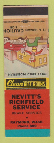 Matchbook Cover - Richfield oil gas Nevitt's Raymond WA LAMINATED