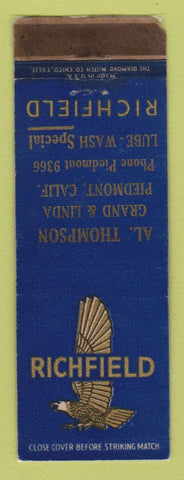 Matchbook Cover - Richfield oil gas Al Thompson Piedmont CA WORN LAMINATED