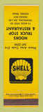 Matchbook Cover - Shell oil gas Hooks Truck Stop TX YELLOW