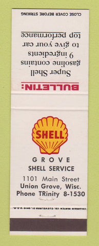Matchbook Cover - Shell oil gas Grove Union Grove WI