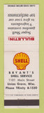 Matchbook Cover - Shell oil gas Bryant's Union Grove WI