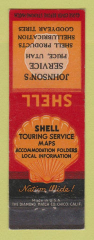 Matchbook Cover - Shell oil gas Johnson's Price UT LAMINATED