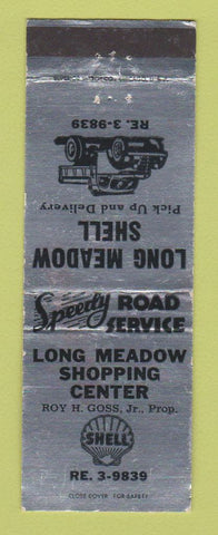 Matchbook Cover - Shell oil gas Long Meadow Shopping Center MA