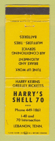 Matchbook Cover - Shell oil gas Harry's Lebanon TN