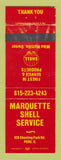 Matchbook Cover - Shell oil gas Marquette Peru IL WEAR