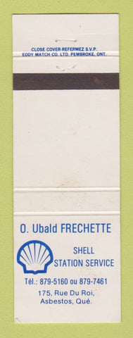 Matchbook Cover - Shell oil gas O Ubald Frechette Asbestos QC WEAR