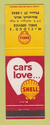 Matchbook Cover - Shell oil gas McCloud's Marshall MI