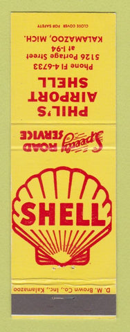 Matchbook Cover - Shell oil gas Phil's Airport Kalamazoo MI