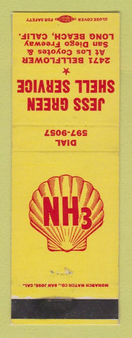 Matchbook Cover - Shell oil gas Jess Green Long Beach CA LAMINATED