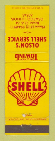 Matchbook Cover - Shell oil gas Olson's Oswego IL LAMINATED
