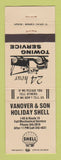 Matchbook Cover - Shell oil gas Vanover Son Holiday