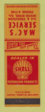 Matchbook Cover - Shell oil gas Mac's Wood River IL LAMINATED