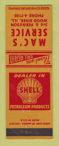 Matchbook Cover - Shell oil gas Mac's Wood River IL LAMINATED