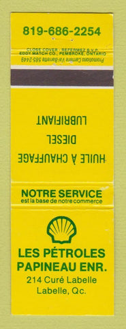 Matchbook Cover - Shell oil gas Les Petroles Papineau Labelle QC