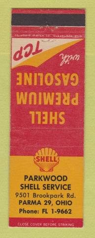 Matchbook Cover - Shell oil gas Parkwood Parma OH LAMINATED