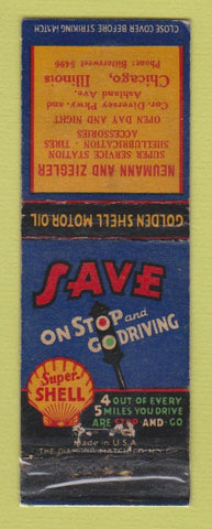Matchbook Cover - Shell oil gas Neumann and Ziegler Chicago IL WEAR LAMINATED
