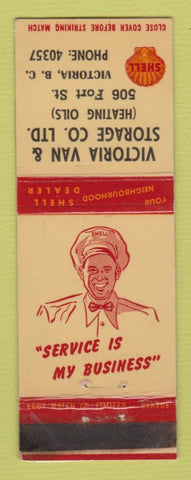 Matchbook Cover - Shell oil gas Victoria Van Storage BC LAMINATED