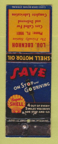 Matchbook Cover - Shell oil gas Lou Ebenhoh WEAR LAMINATED